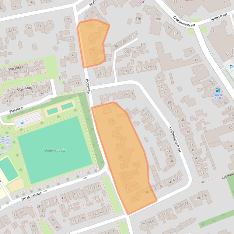 Kaart van postcodegebied 7582CA.