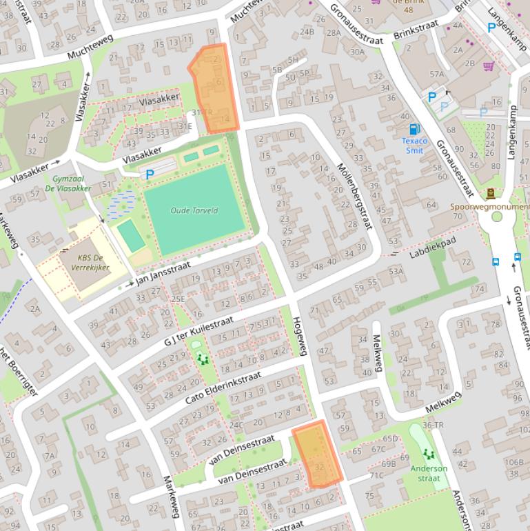 Kaart van postcodegebied 7582CG.