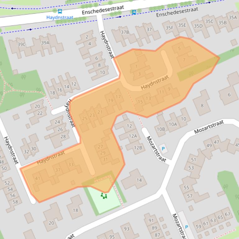 Kaart van postcodegebied 7582EZ.