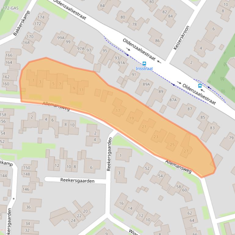 Kaart van postcodegebied 7582HJ.