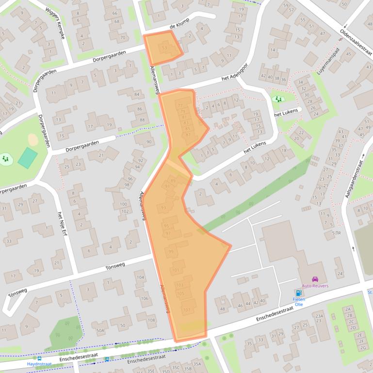 Kaart van postcodegebied 7582HM.