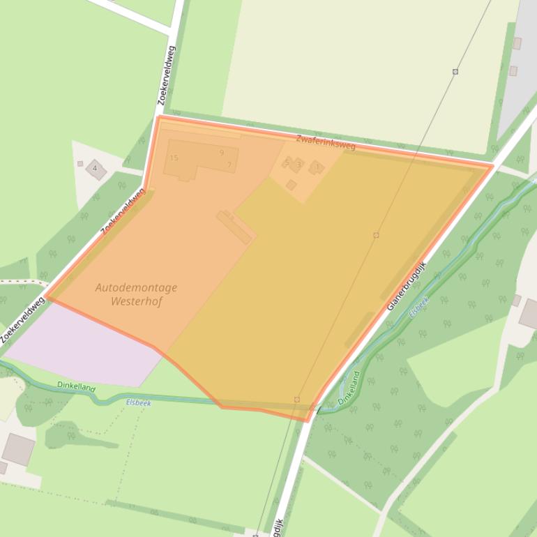 Kaart van postcodegebied 7582RB.