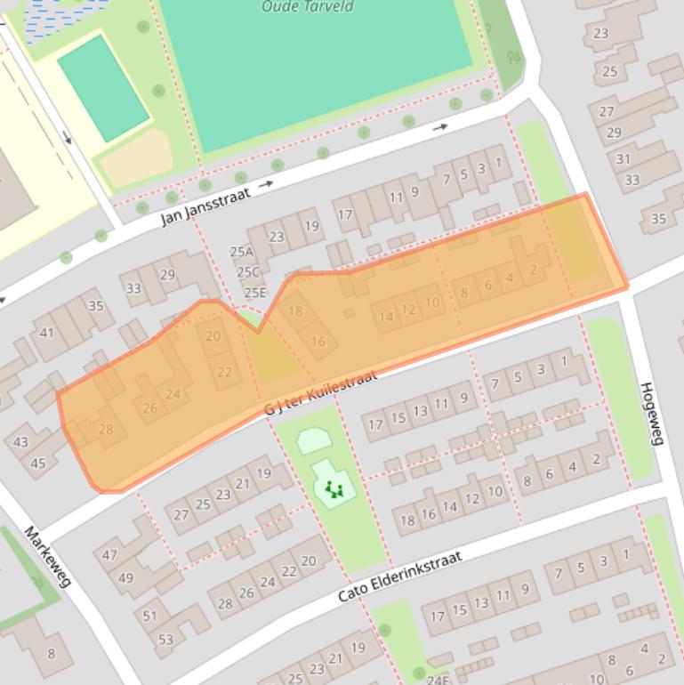 Kaart van postcodegebied 7582ZT.