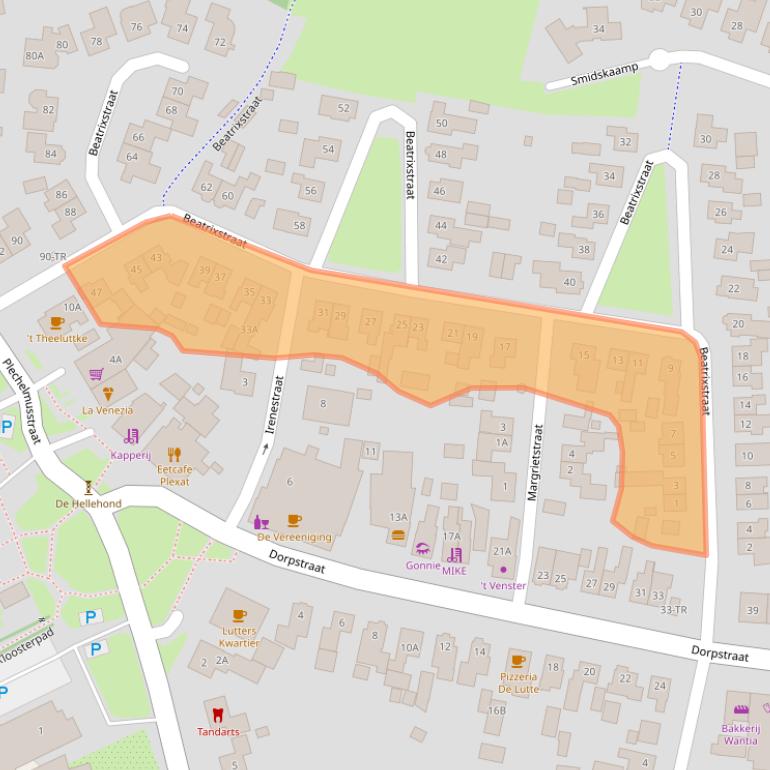 Kaart van postcodegebied 7587AE.