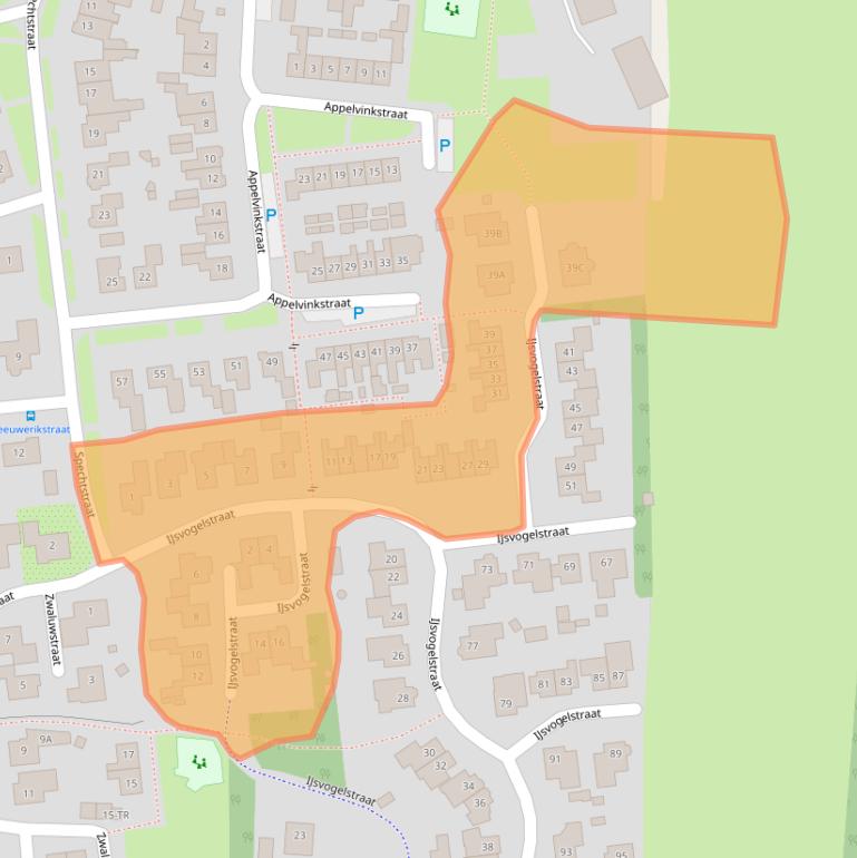 Kaart van postcodegebied 7587BJ.