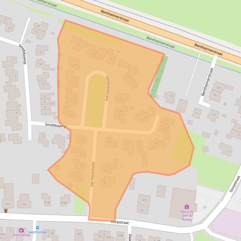 Kaart van postcodegebied 7587BT.