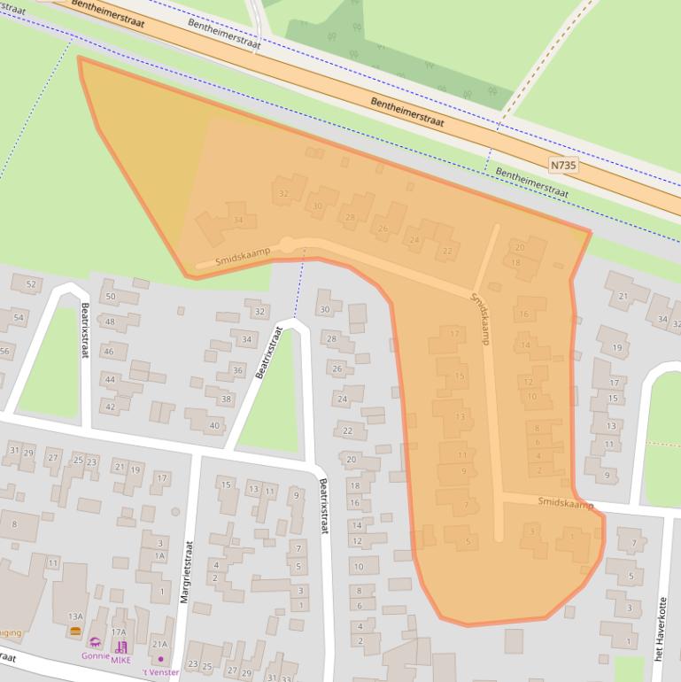 Kaart van postcodegebied 7587BV.
