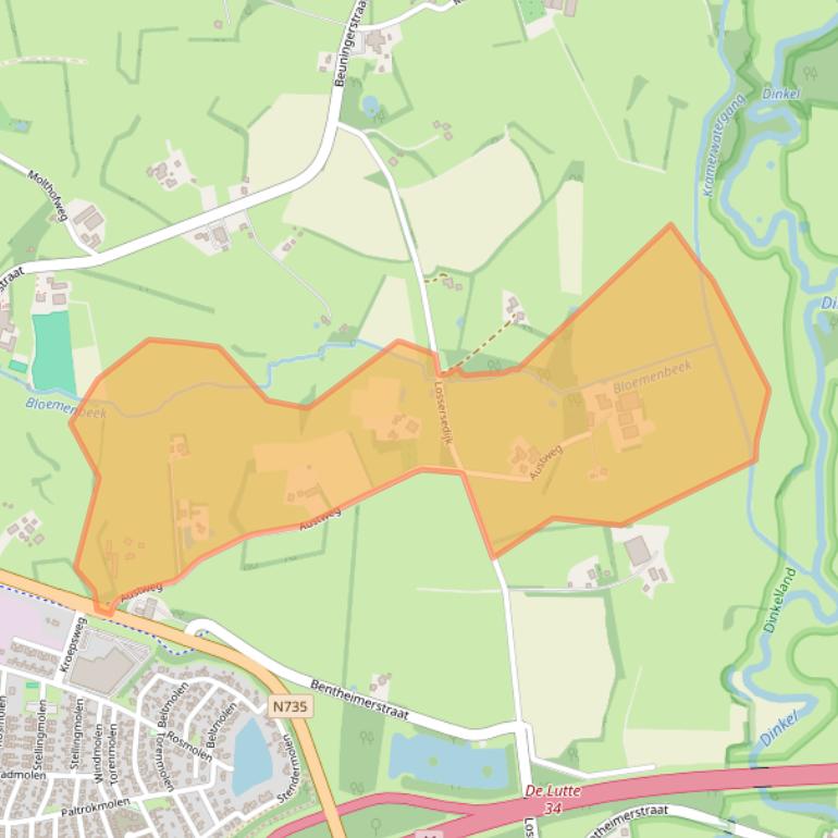 Kaart van postcodegebied 7587LB.