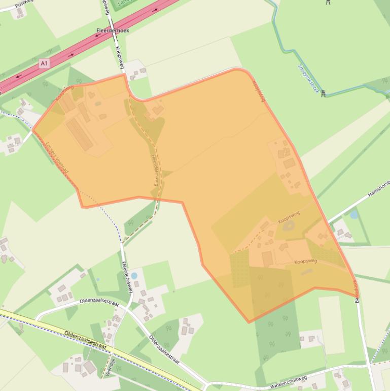 Kaart van postcodegebied 7587PL.