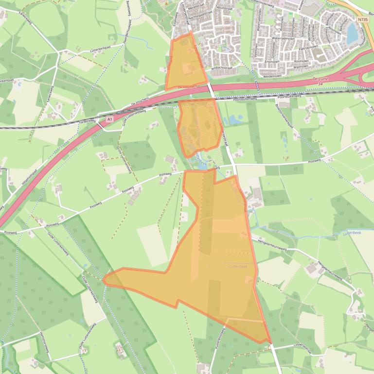 Kaart van postcodegebied 7587PZ.