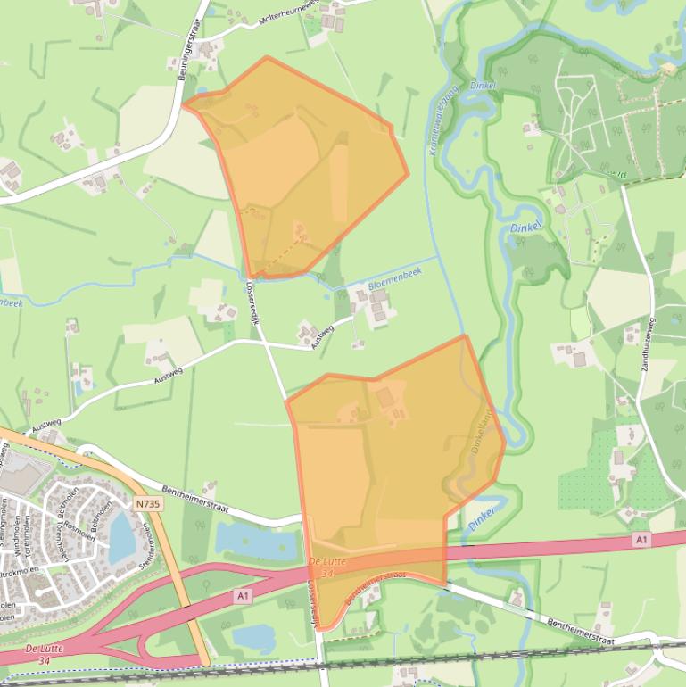 Kaart van postcodegebied 7587RD.