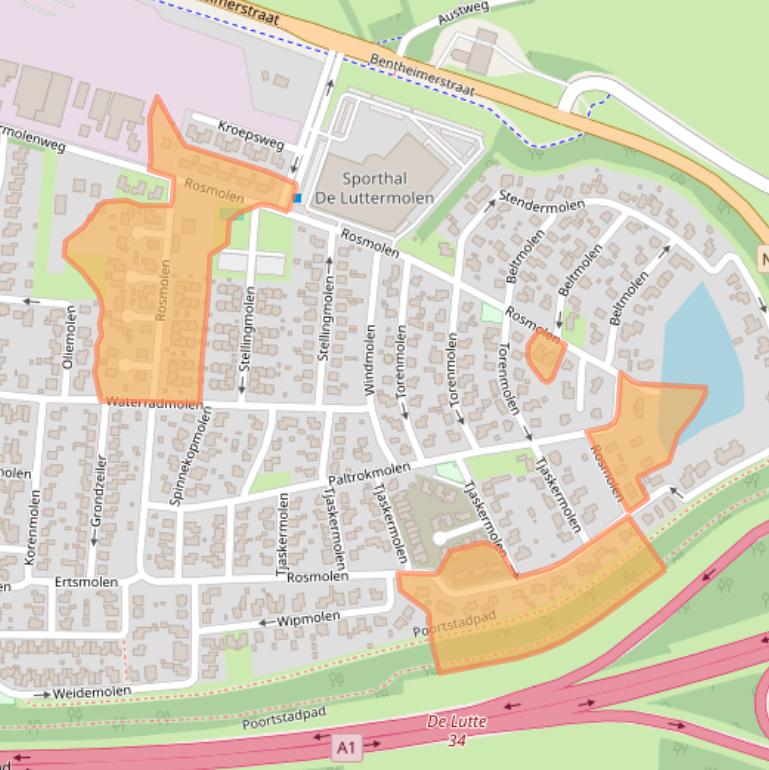 Kaart van postcodegebied 7587RP.