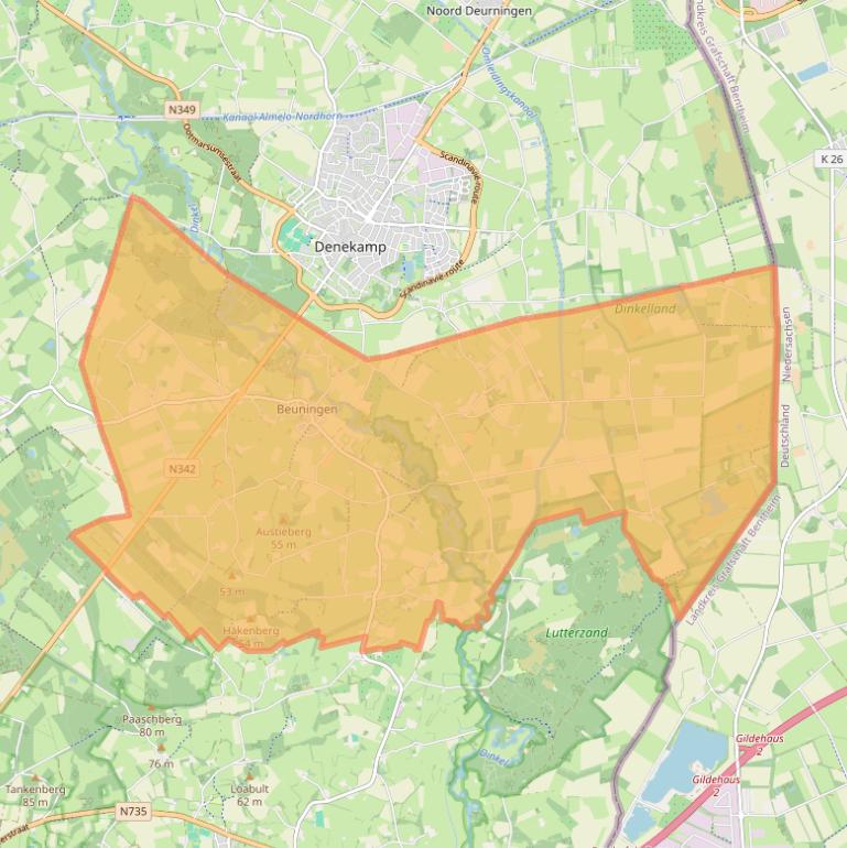 Kaartafbeelding, ingezoomd op postcodegebied 7588.