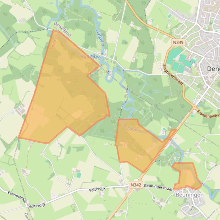 Kaart van postcodegebied 7588PN.