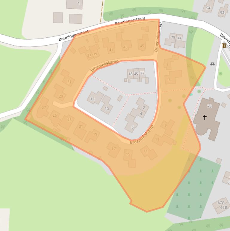 Kaart van postcodegebied 7588RZ.