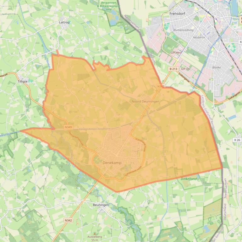 Kaart van postcodegebied 7591.