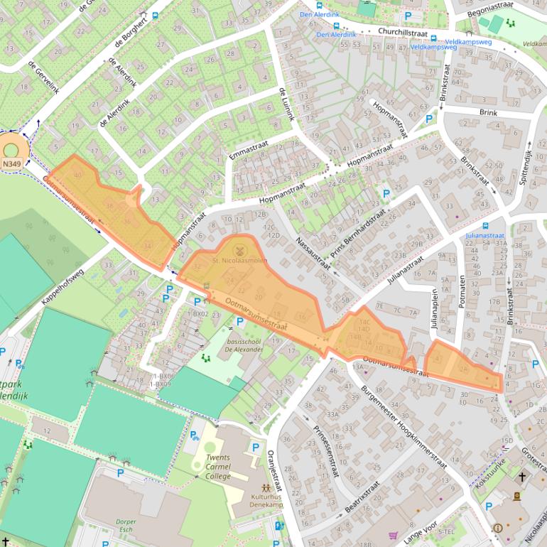 Kaart van postcodegebied 7591EP.