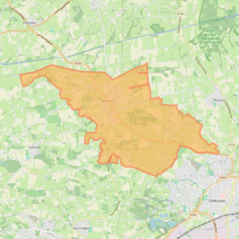 Kaart van postcodegebied 7595.