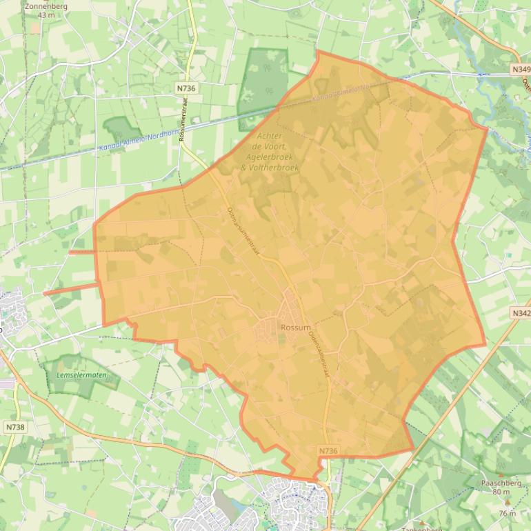 Kaart van postcodegebied 7596.