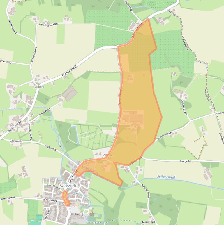 Kaart van postcodegebied 7597MG.