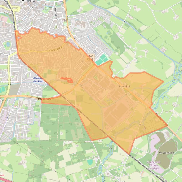 Kaart van postcodegebied 7601.