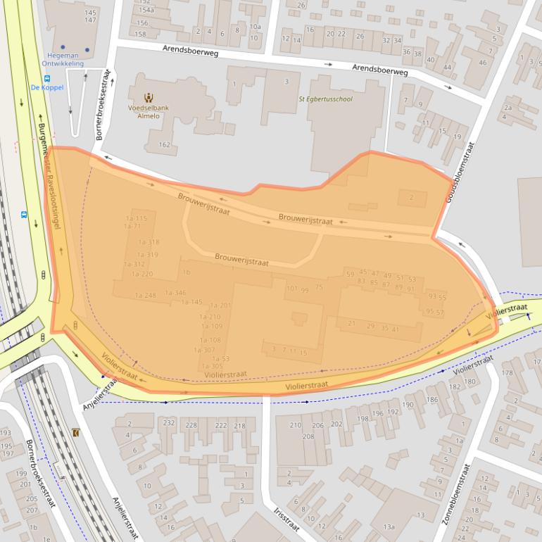 Kaart van postcodegebied 7601BK.
