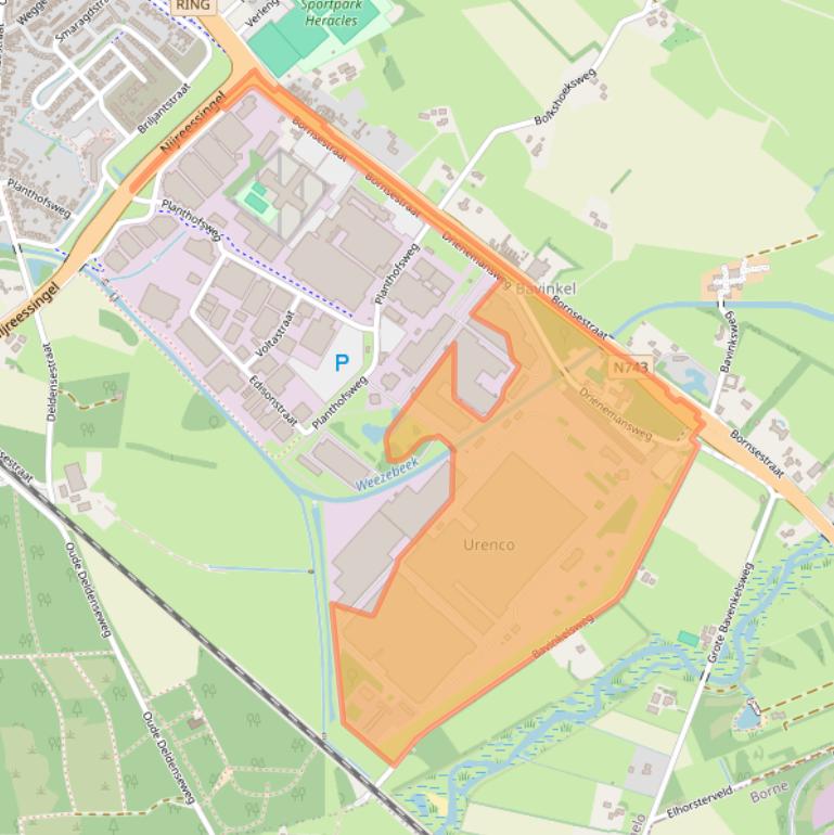 Kaart van postcodegebied 7601PZ.