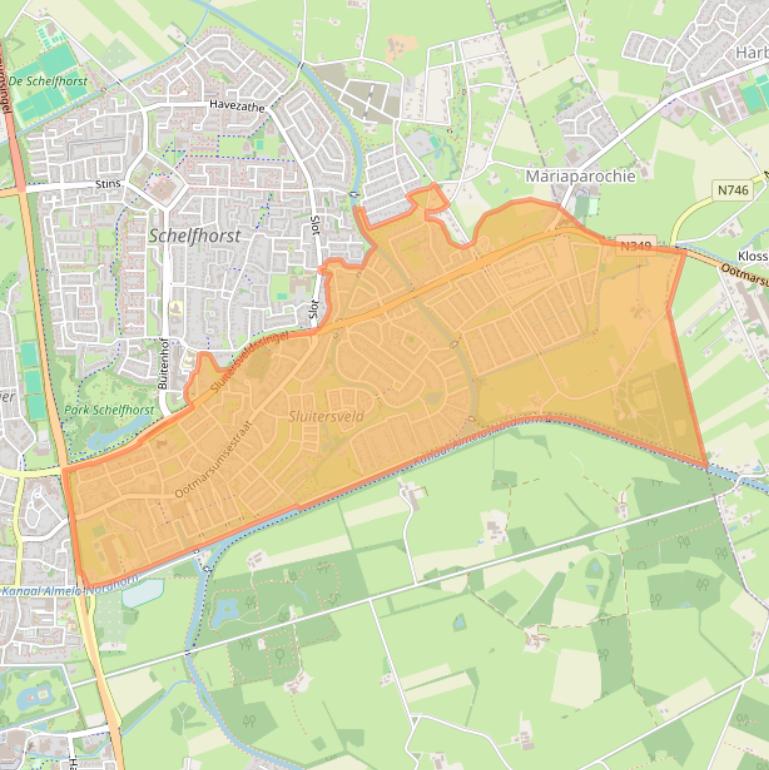 Kaartafbeelding, ingezoomd op postcodegebied 7603.