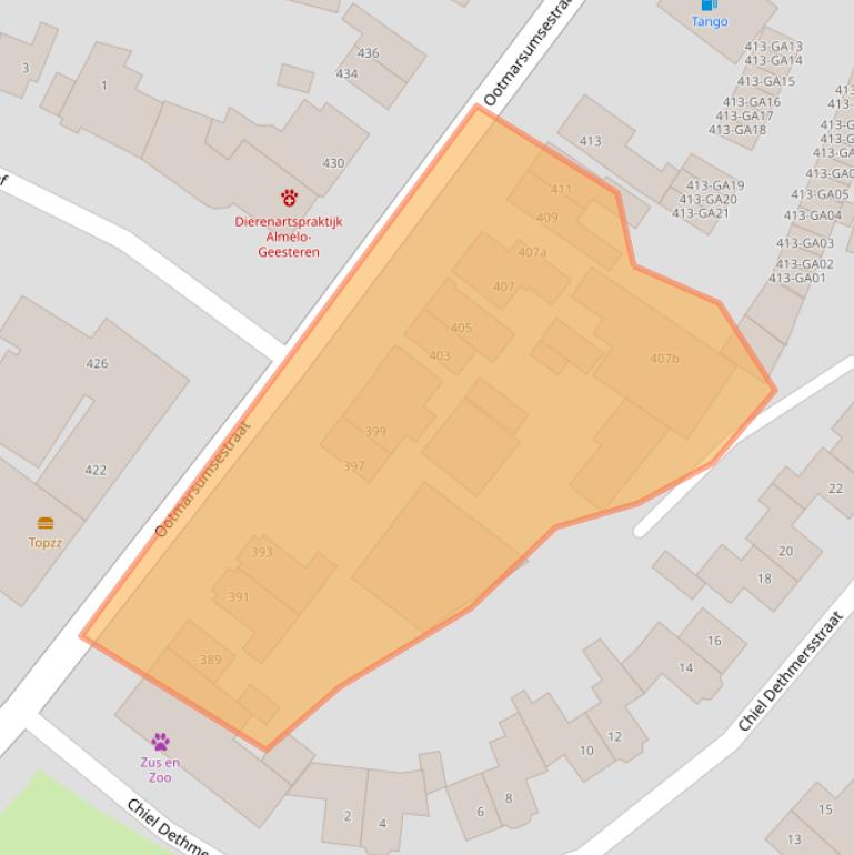 Kaart van postcodegebied 7603AJ.