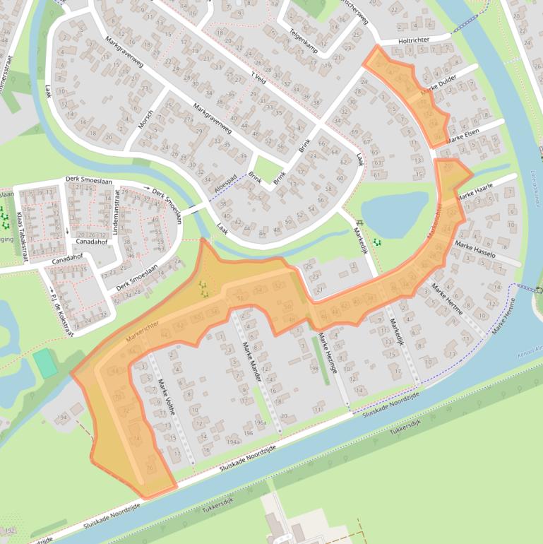 Kaart van postcodegebied 7603GA.
