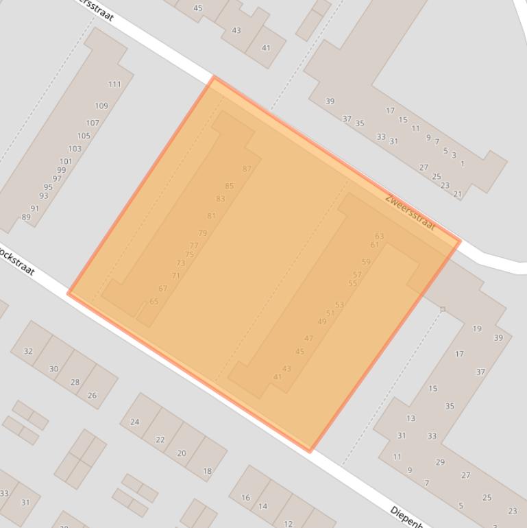 Kaart van postcodegebied 7604CW.