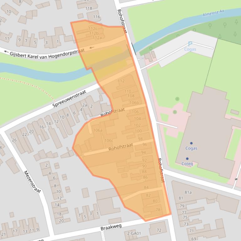 Kaart van postcodegebied 7605AX.