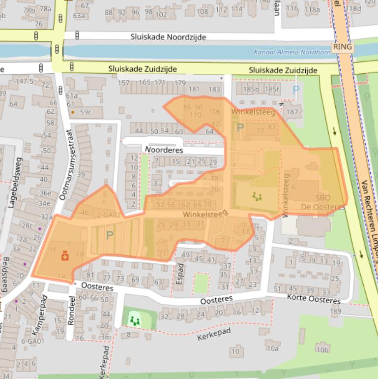 Kaart van postcodegebied 7607AT.