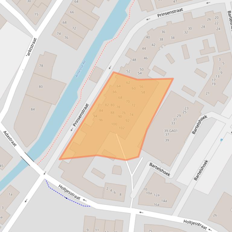 Kaart van postcodegebied 7607JZ.