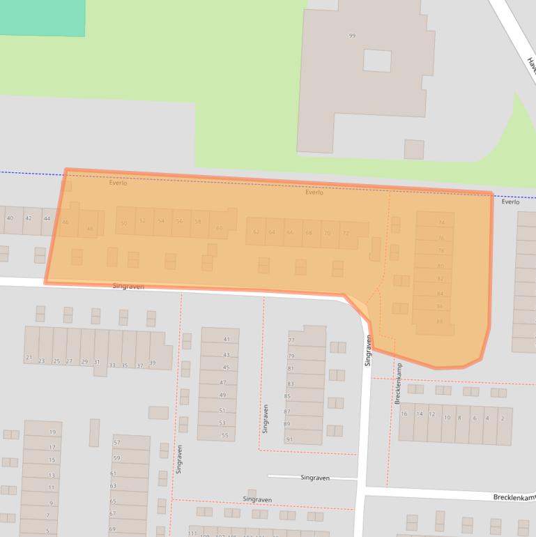 Kaart van postcodegebied 7608BE.