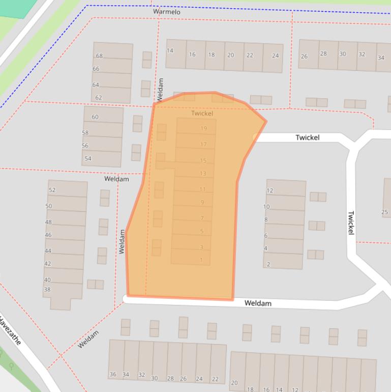 Kaart van postcodegebied 7608BS.
