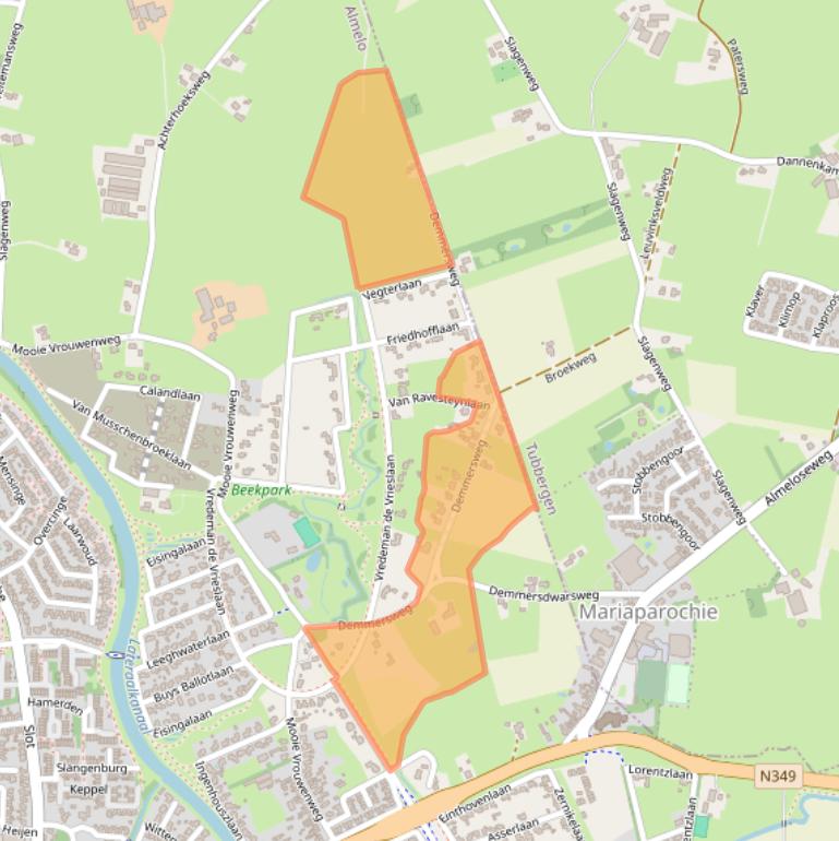 Kaart van postcodegebied 7608RB.