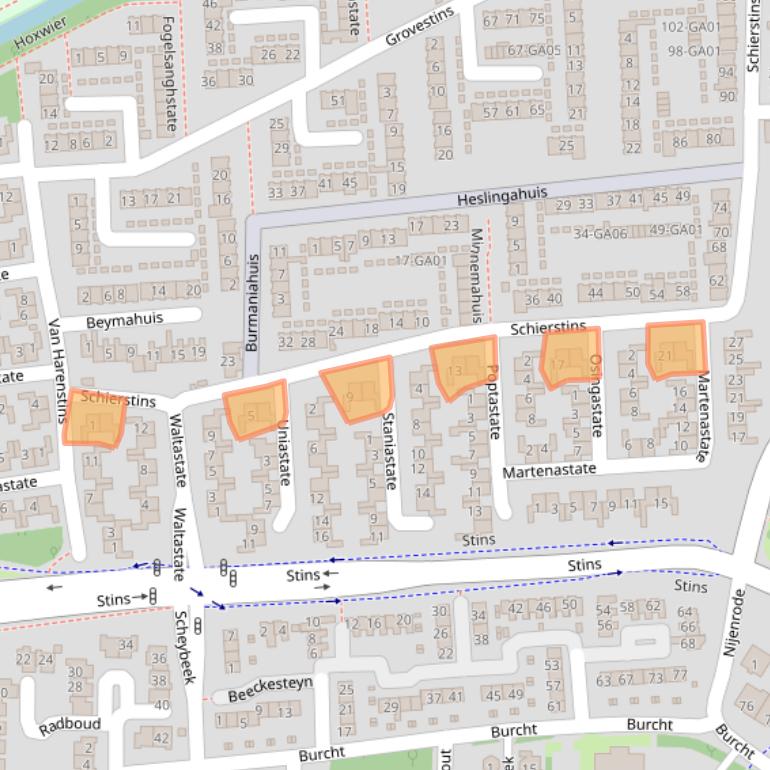 Kaart van postcodegebied 7608XZ.