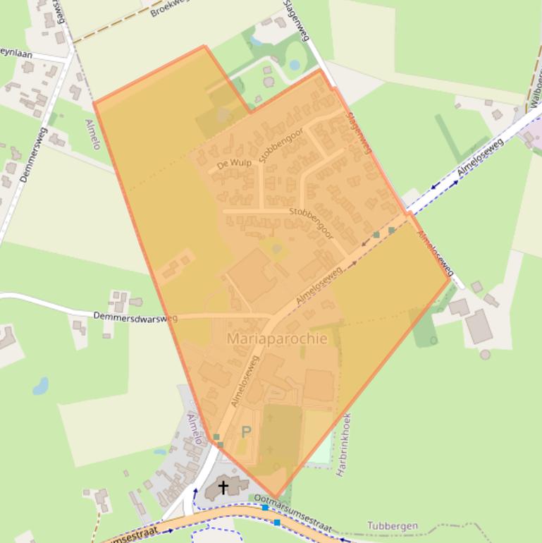 Kaartafbeelding, ingezoomd op postcodegebied 7614.