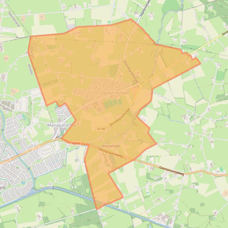 Kaart van postcodegebied 7615.