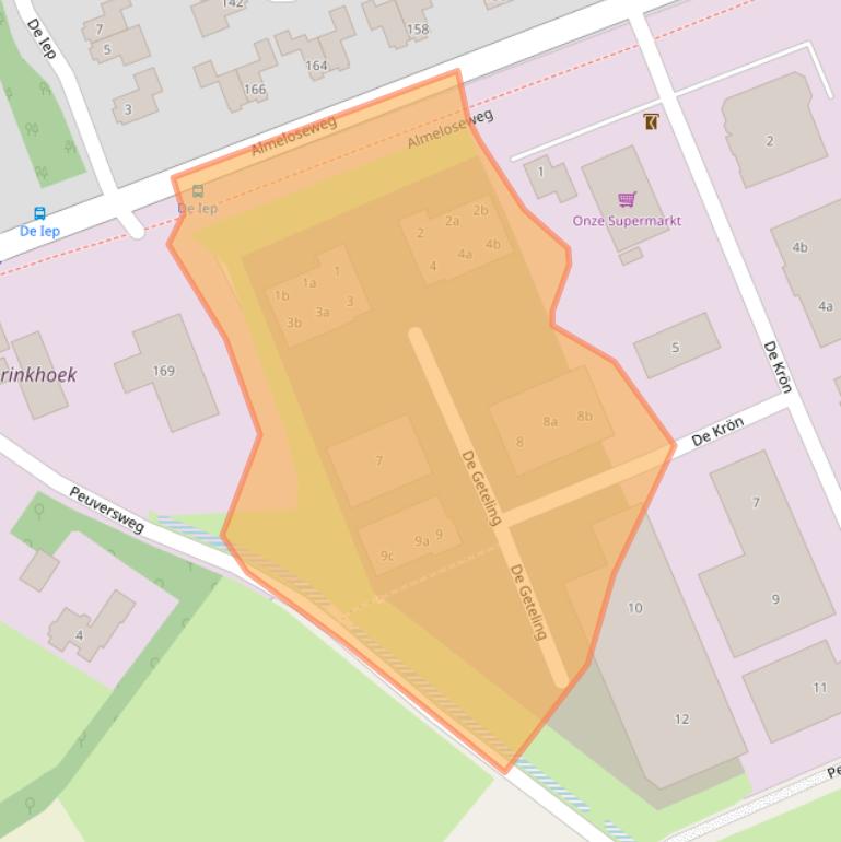 Kaart van postcodegebied 7615RZ.