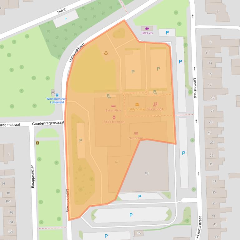 Kaart van postcodegebied 7621CB.