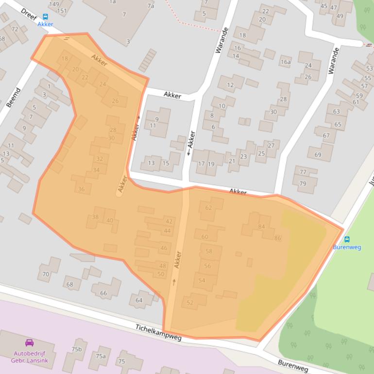 Kaart van postcodegebied 7621GJ.