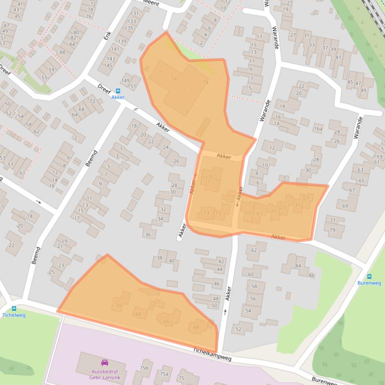 Kaart van postcodegebied 7621GL.