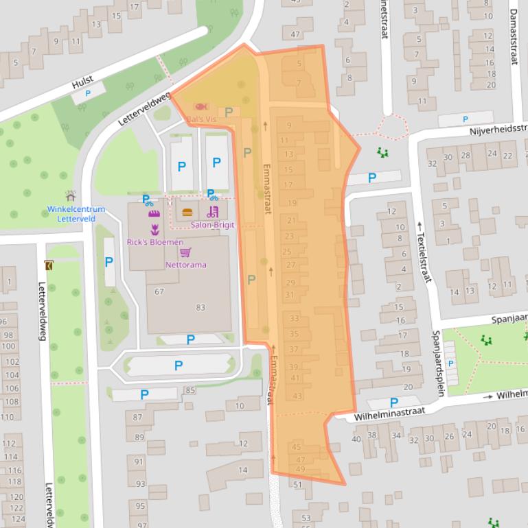 Kaart van postcodegebied 7621TZ.