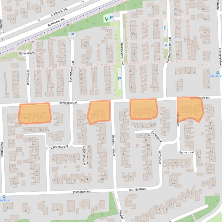 Kaart van postcodegebied 7621VN.