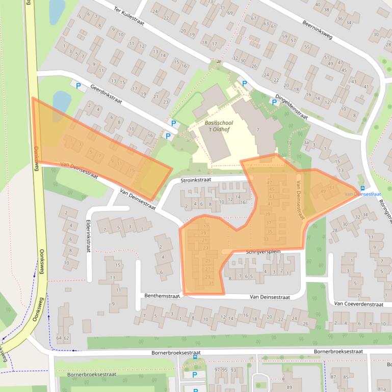 Kaart van postcodegebied 7621XL.