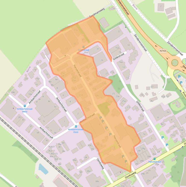 Kaart van postcodegebied 7622AX.