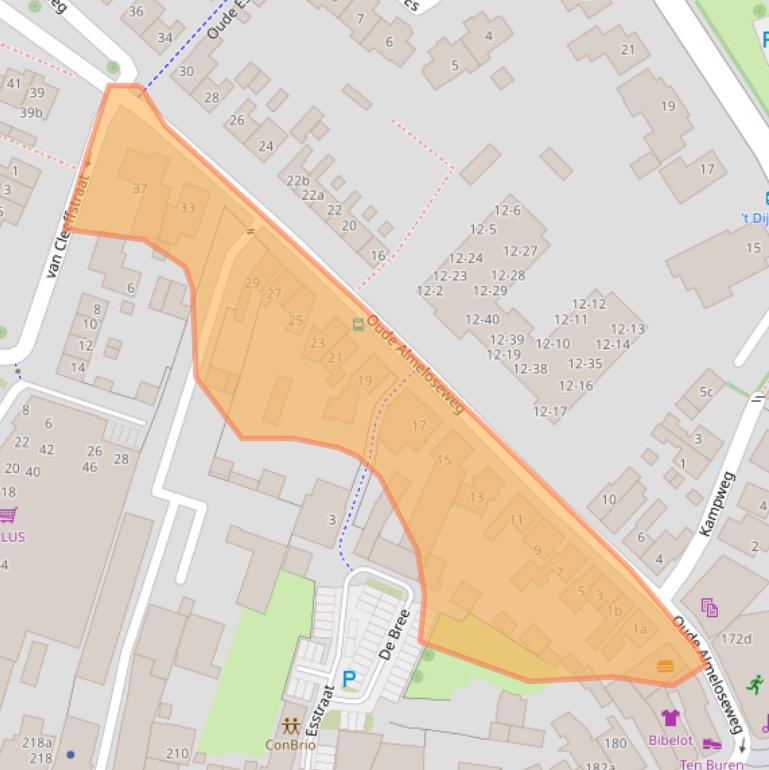 Kaart van postcodegebied 7622CA.