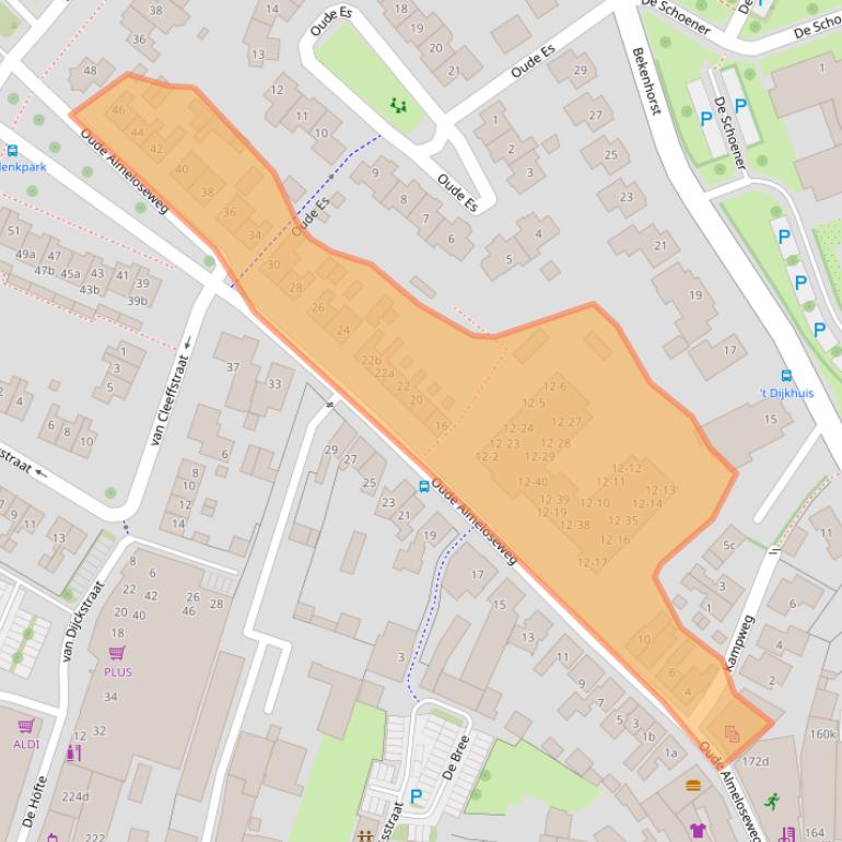 Kaart van postcodegebied 7622CE.